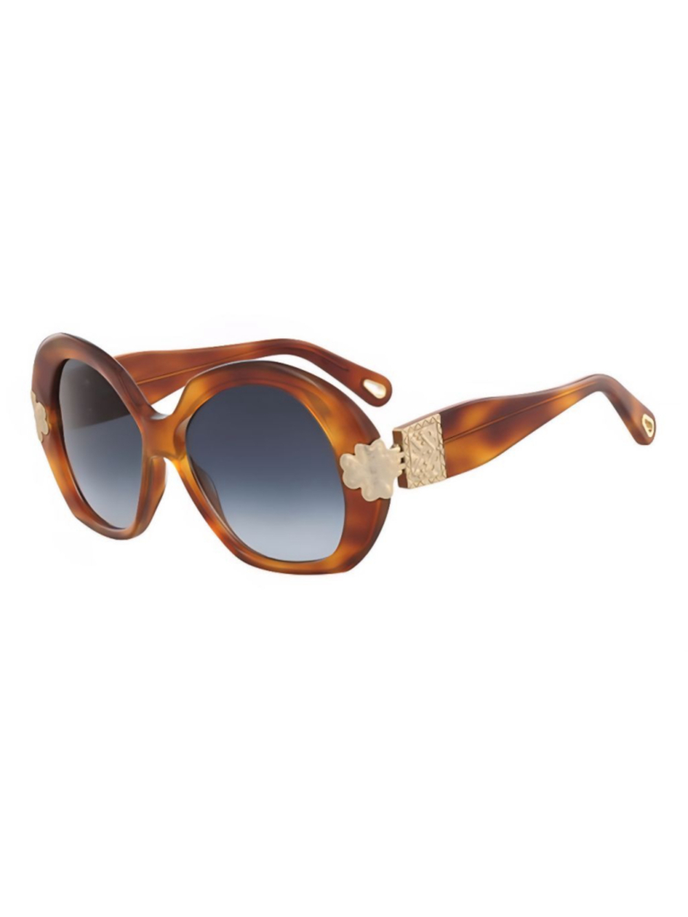 CHLOE NEW Venus Tortoise CE743S Round Blue Lens Gradient Oversized Sunglasses